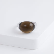 Load image into Gallery viewer, Mini rock round smoky quartz ring - silver