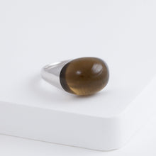 Load image into Gallery viewer, Mini rock round smoky quartz ring - silver