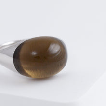 Load image into Gallery viewer, Mini rock round smoky quartz ring - silver