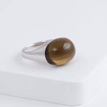 Load image into Gallery viewer, Mini rock round smoky quartz ring - silver