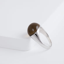 Load image into Gallery viewer, Mini rock round smoky quartz ring - silver