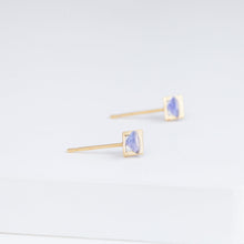 Load image into Gallery viewer, Band oval tanzanite studs