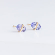 Load image into Gallery viewer, Band oval tanzanite studs