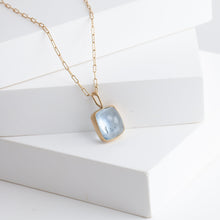 Load image into Gallery viewer, Gallery rectangle moss aquamarine necklace