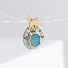 Load image into Gallery viewer, One-of-a-kind angry cat opal pendant