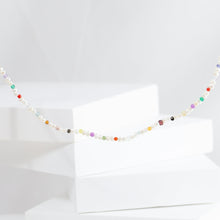 Load image into Gallery viewer, Clover charm pearl and colorful gemstones beads necklace (65cm)