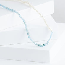 Load image into Gallery viewer, Clover charm pearl, apatite and citrine beads necklace