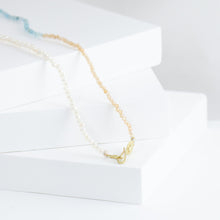 Load image into Gallery viewer, Clover charm pearl, apatite and citrine beads necklace