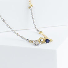 Load image into Gallery viewer, Zero mixed metal chain necklace with sapphire clasp