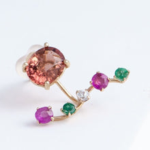 Load image into Gallery viewer, Rich Fairy pink tourmaline and mixed precious stones earrings