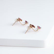 Load image into Gallery viewer, Rich Fairy pink tourmaline and mixed precious stones earrings