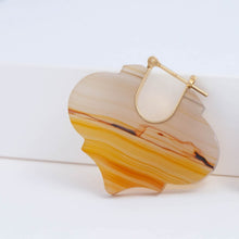 Load image into Gallery viewer, Crest sepia landscape agate Arabesque earrings