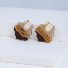Load image into Gallery viewer, Crest sepia landscape agate Lotus earrings