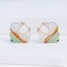 Load image into Gallery viewer, Crest colorful landscape agate Morrocan earrings