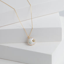 Load image into Gallery viewer, Petal and diamond single drop necklace