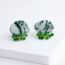 Load image into Gallery viewer, Fairy green jasper and green garnet earrings