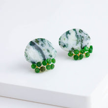 Load image into Gallery viewer, Fairy green jasper and green garnet earrings