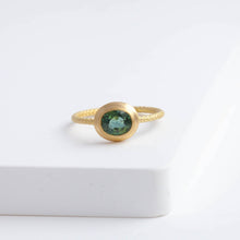 Load image into Gallery viewer, One of a kind teal sapphire ring