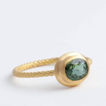 Load image into Gallery viewer, One of a kind teal sapphire ring