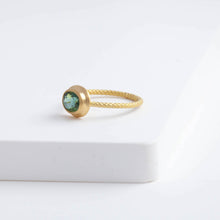 Load image into Gallery viewer, One of a kind teal sapphire ring