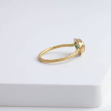 Load image into Gallery viewer, One of a kind teal sapphire ring