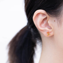 Load image into Gallery viewer, Plum flower carnelian butterfly earrings