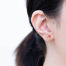 Load image into Gallery viewer, Plum flower ruby butterfly earrings