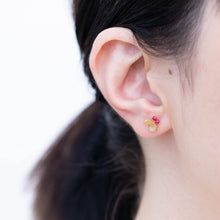 Load image into Gallery viewer, Daisy ruby butterfly earrings