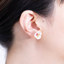 Load image into Gallery viewer, Plum flower ruby butterfly earrings