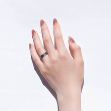 Load image into Gallery viewer, Oxidized silver infinity feather ring