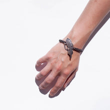 Load image into Gallery viewer, Large feather Byzantine chain bracelet