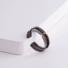 Load image into Gallery viewer, Oxidized silver infinity feather ear cuff (medium)