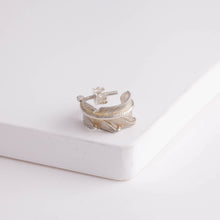 Load image into Gallery viewer, Silver feather hoop earrings