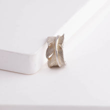 Load image into Gallery viewer, Silver feather hoop earrings