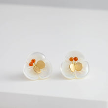 Load image into Gallery viewer, Plum flower carnelian butterfly earrings