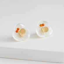 Load image into Gallery viewer, Plum flower carnelian butterfly earrings