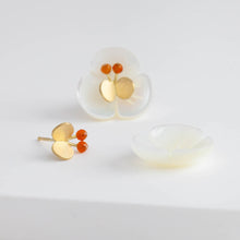 Load image into Gallery viewer, Plum flower carnelian butterfly earrings