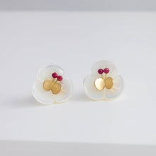 Load image into Gallery viewer, Plum flower ruby butterfly earrings