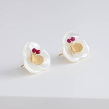Load image into Gallery viewer, Plum flower ruby butterfly earrings