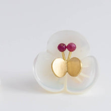 Load image into Gallery viewer, Plum flower ruby butterfly earrings