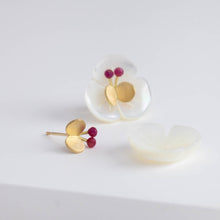 Load image into Gallery viewer, Plum flower ruby butterfly earrings