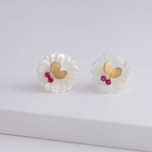 Load image into Gallery viewer, Daisy ruby butterfly earrings