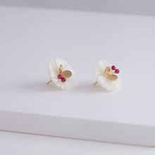 Load image into Gallery viewer, Daisy ruby butterfly earrings