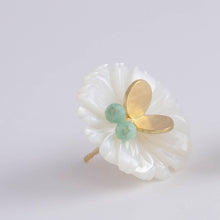 Load image into Gallery viewer, Daisy emerald butterfly earrings