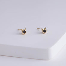 Load image into Gallery viewer, Cat black diamond stud