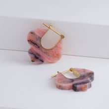 Load image into Gallery viewer, Crest pink opal lily earrings B – limited edition