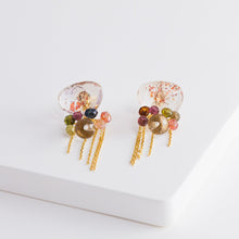 Load image into Gallery viewer, Fairy lepidocrocite in quartz and tourmaline earrings with chains - Kolekto