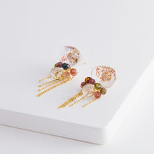 Load image into Gallery viewer, Fairy lepidocrocite in quartz and tourmaline earrings with chains - Kolekto