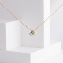 Load image into Gallery viewer, Baby Akoya pearl double pearl diamond necklace - Kolekto