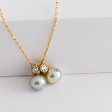 Load image into Gallery viewer, Baby Akoya pearl double pearl diamond necklace - Kolekto